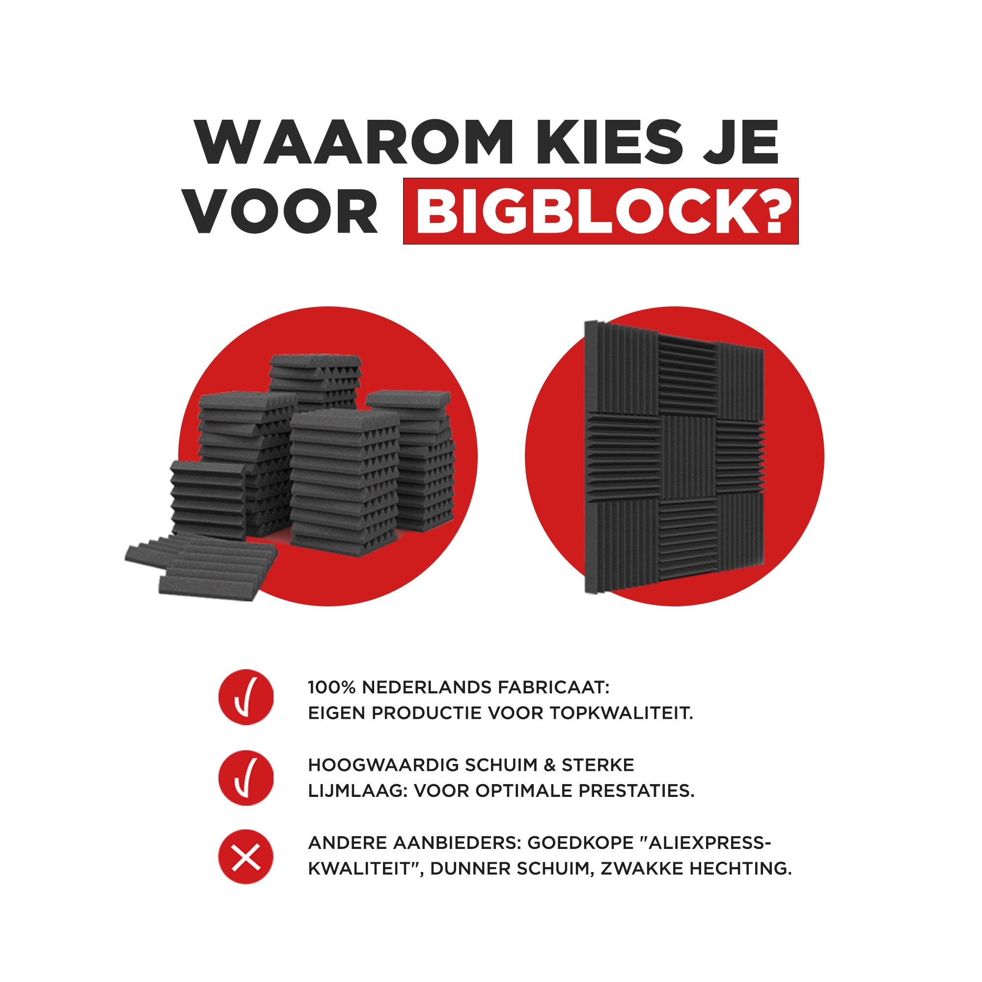 Piramideschuim - 5 cm dik - 30x30 cm *Nieuw*